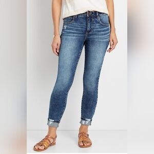 Maurices High Rise Skinny Ripped Hem Jeans Size 18 Dark Wash